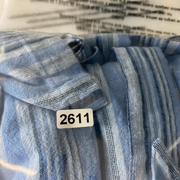 Standard Lane Bryant Linen Blend Jumpsuit Striped Womens 14P Blue Wide Leg - Picture 6 of 6